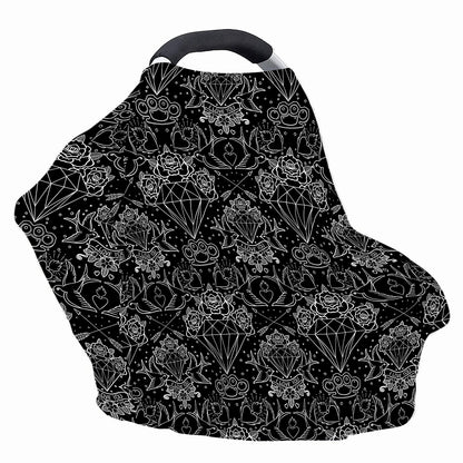 Black And White Tattoo Print Baby Seat Cover