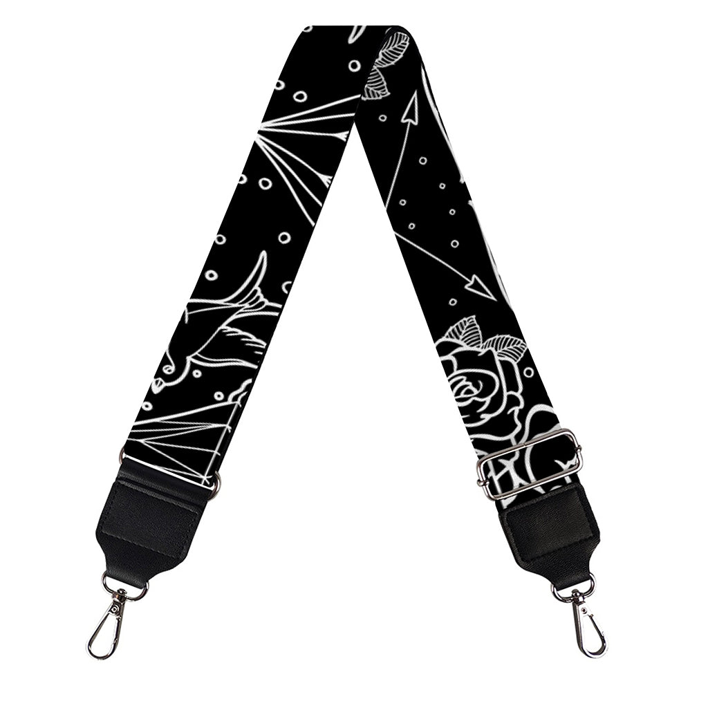 Black And White Tattoo Print Bag Strap