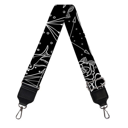 Black And White Tattoo Print Bag Strap