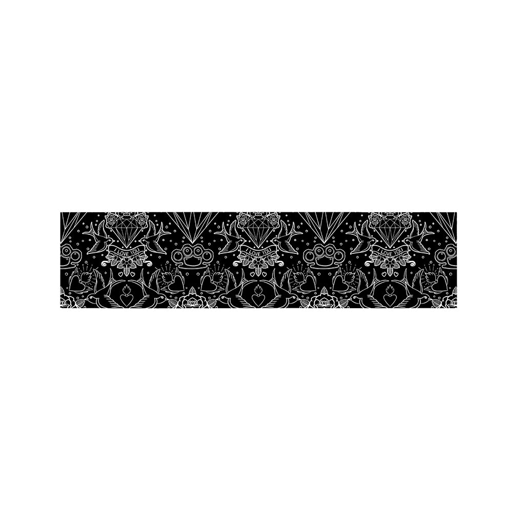 Black And White Tattoo Print Bed Runner