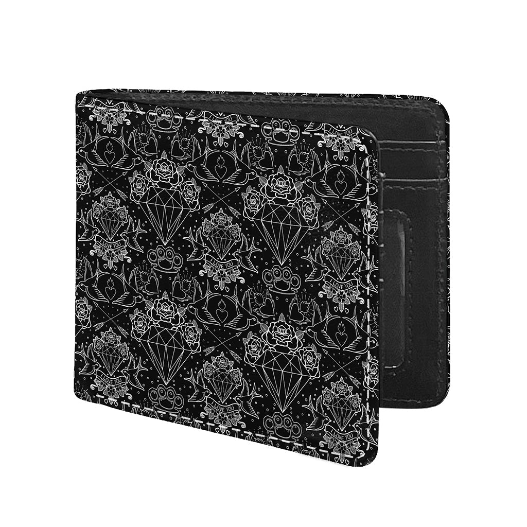 Black And White Tattoo Print Bifold Wallet