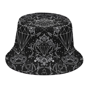 Black And White Tattoo Print Bucket Hat