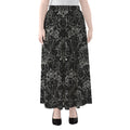 Black And White Tattoo Print Chiffon Maxi Skirt