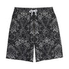 Black And White Tattoo Print Cotton Shorts