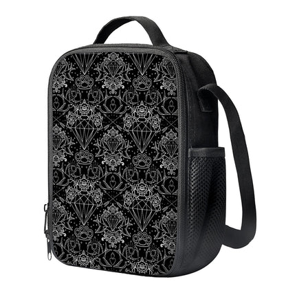 Black And White Tattoo Print Crossbody Lunch Bag