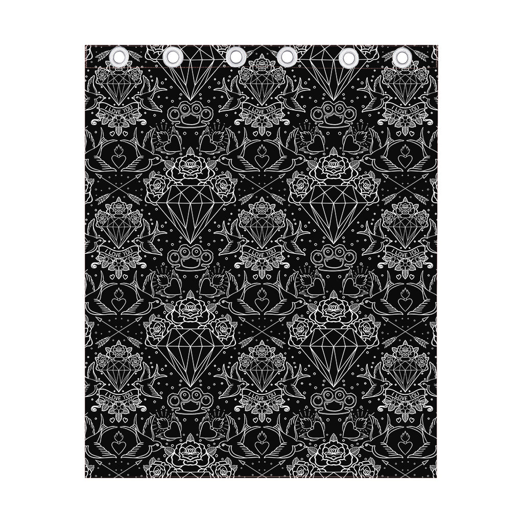 Black And White Tattoo Print Curtain