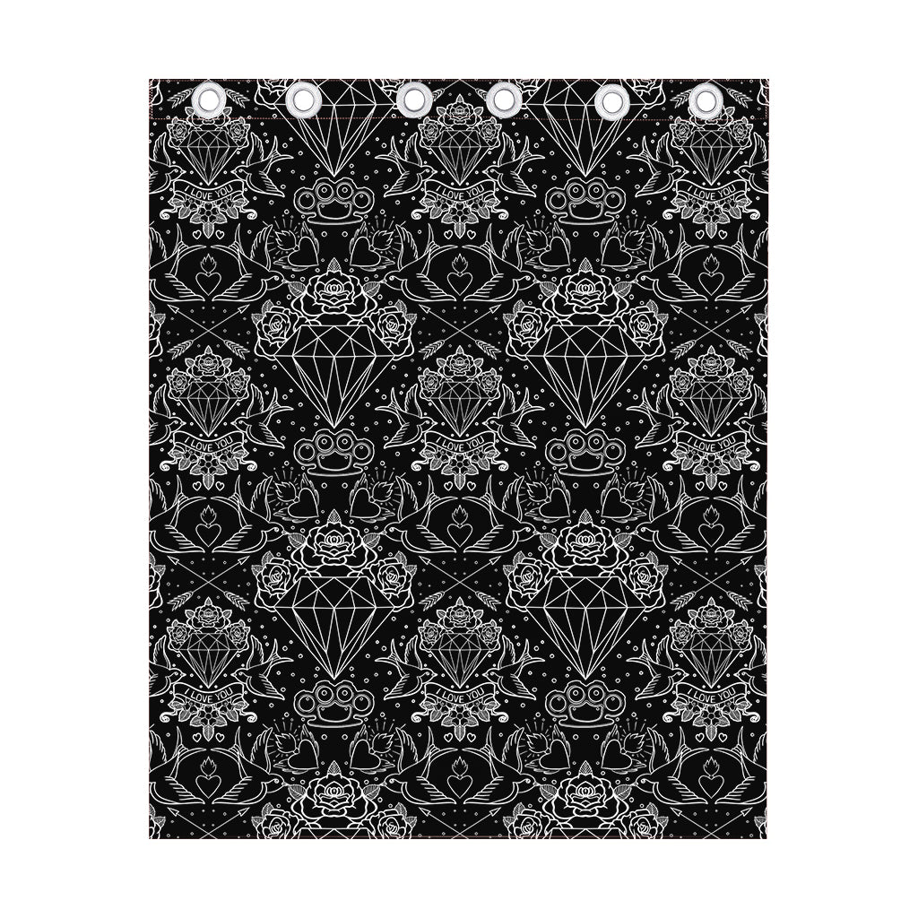 Black And White Tattoo Print Curtain