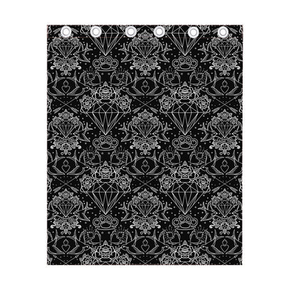 Black And White Tattoo Print Curtain