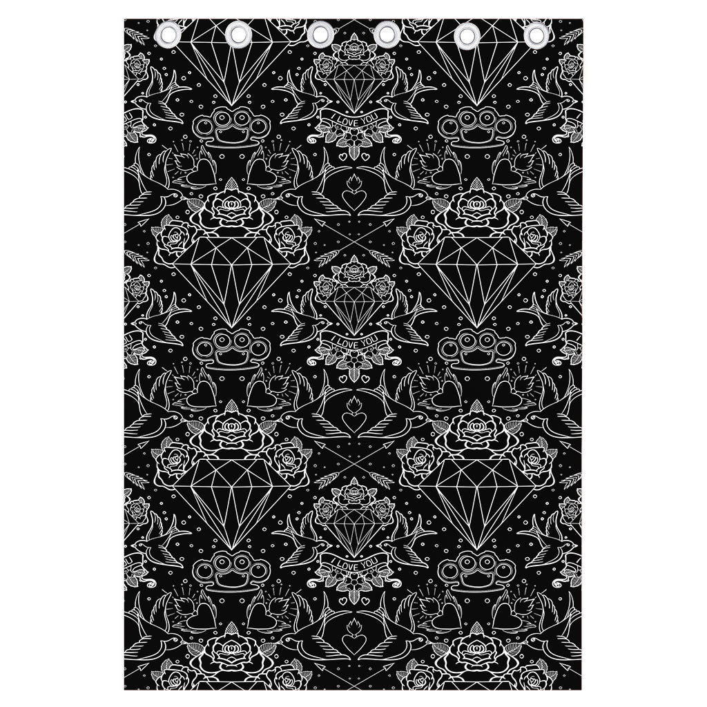 Black And White Tattoo Print Curtain