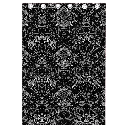 Black And White Tattoo Print Curtain
