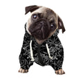 Black And White Tattoo Print Dog Zip Up Hoodie