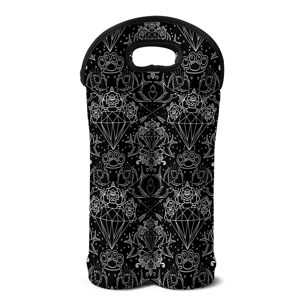 Black And White Tattoo Print Double Neoprene Wine Tote