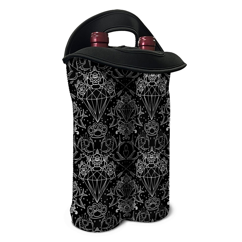 Black And White Tattoo Print Double Neoprene Wine Tote