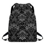 Black And White Tattoo Print Drawstring Backpack