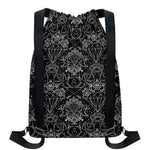 Black And White Tattoo Print Drawstring Backpack