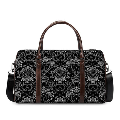 Black And White Tattoo Print Duffle Bag