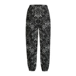 Black And White Tattoo Print Fleece Lined Knit Pants