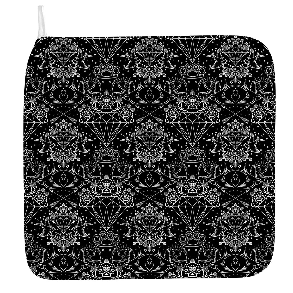 Black And White Tattoo Print Hand Towel