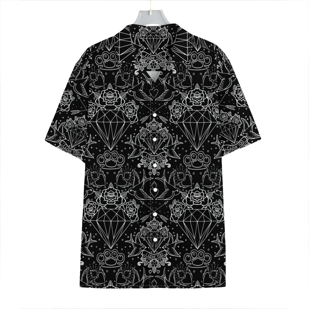 Black And White Tattoo Print Hawaiian Shirt