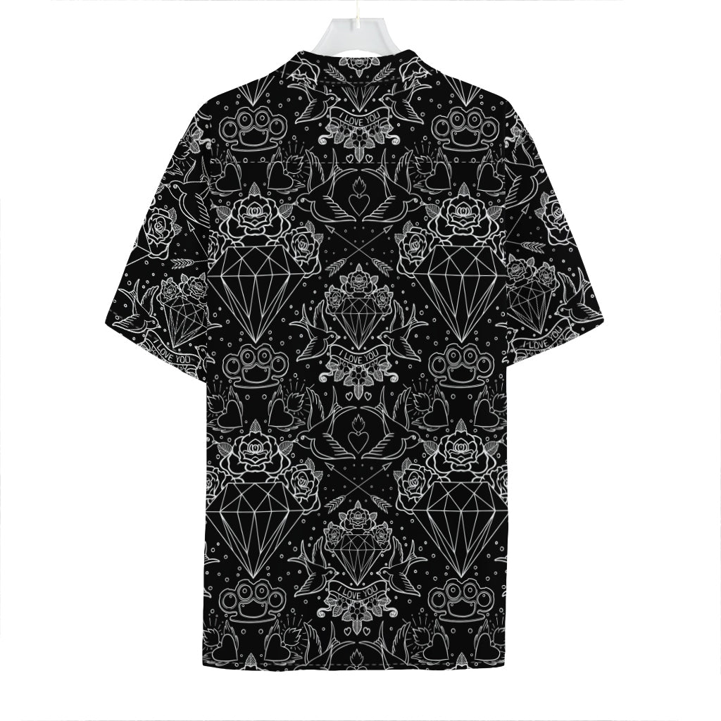 Black And White Tattoo Print Hawaiian Shirt