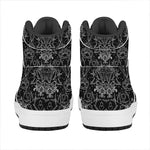 Black And White Tattoo Print High Top Leather Sneakers