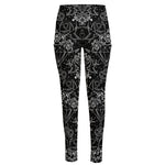 Black And White Tattoo Print High-Waisted Pocket Leggings