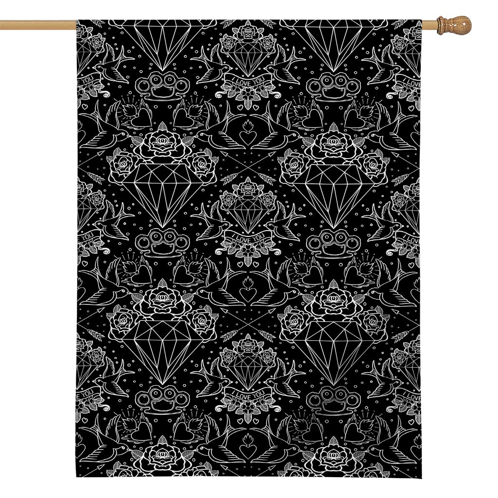 Black And White Tattoo Print House Flag