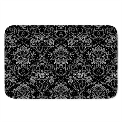 Black And White Tattoo Print Indoor Door Mat
