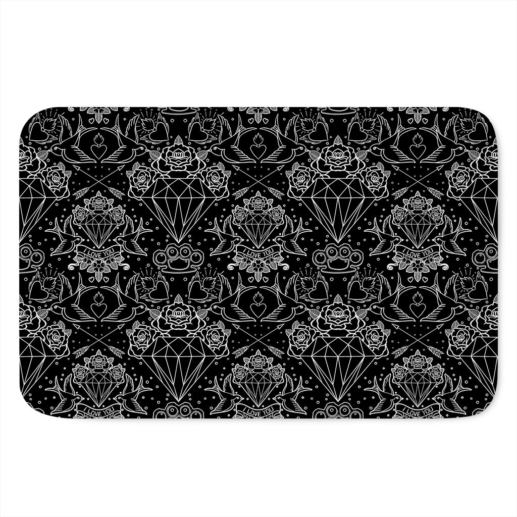 Black And White Tattoo Print Indoor Door Mat