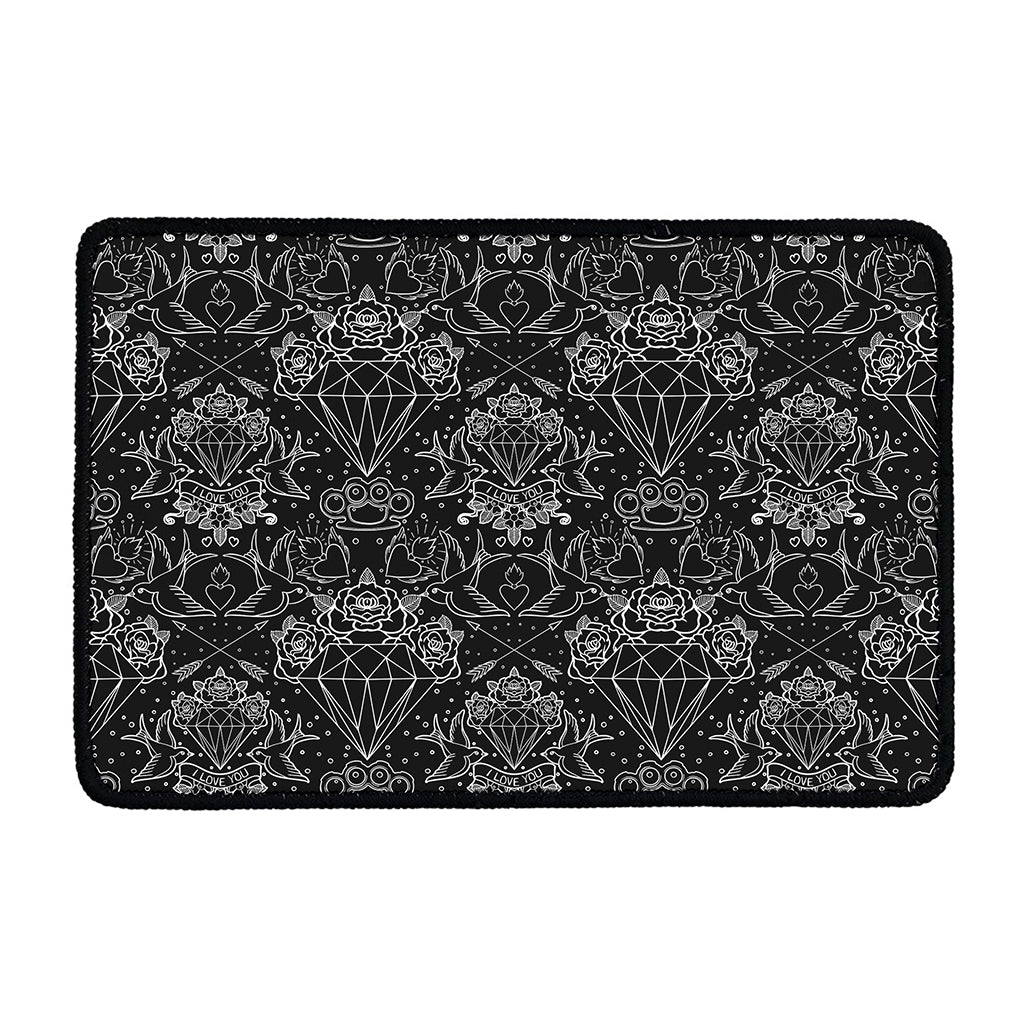 Black And White Tattoo Print Kitchen Mat