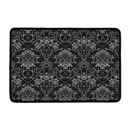 Black And White Tattoo Print Kitchen Mat