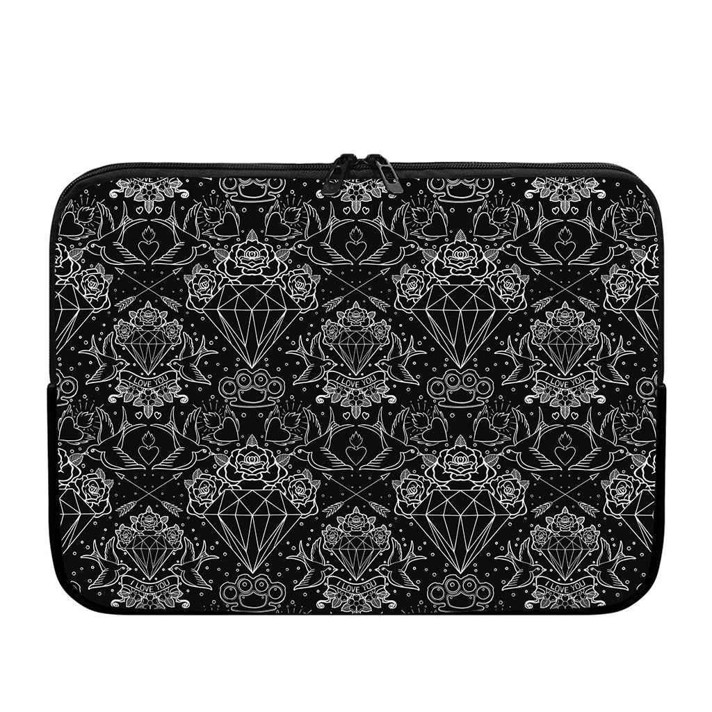 Black And White Tattoo Print Laptop Sleeve