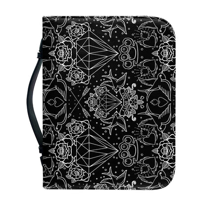 Black And White Tattoo Print Leather Bible Cover