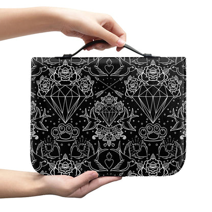 Black And White Tattoo Print Leather Bible Cover