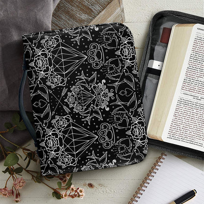 Black And White Tattoo Print Leather Bible Cover