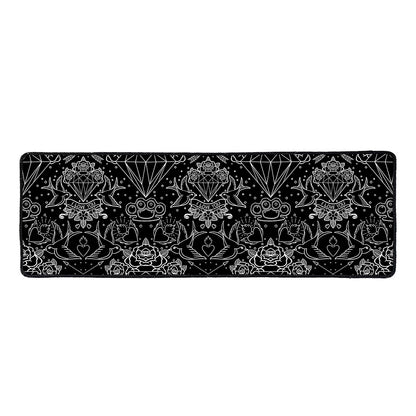 Black And White Tattoo Print Long Kitchen Mat