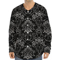 Black And White Tattoo Print Long Sleeve Baseball Jersey