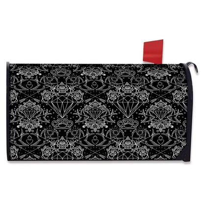 Black And White Tattoo Print Mailbox Cover
