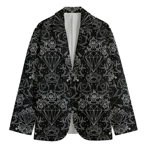 Black And White Tattoo Print Men's Blazer