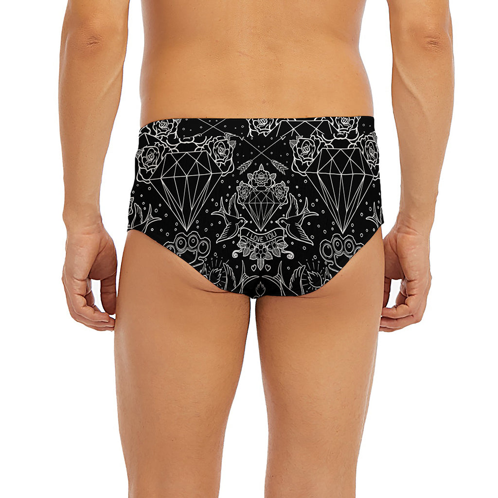 Black And White Tattoo Print Men's Briefs