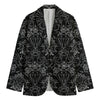 Black And White Tattoo Print Men's Cotton Blazer