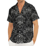 Black And White Tattoo Print Men's Deep V-Neck Shirt