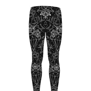 Black And White Tattoo Print Men's leggings