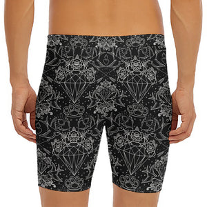 Black And White Tattoo Print Men's Long Boxer Briefs