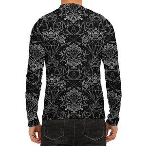 Black And White Tattoo Print Men's Long Sleeve Rash Guard