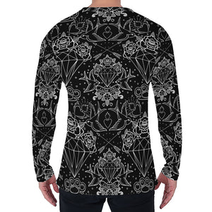 Black And White Tattoo Print Men's Long Sleeve T-Shirt