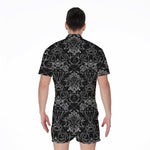 Black And White Tattoo Print Men's Rompers