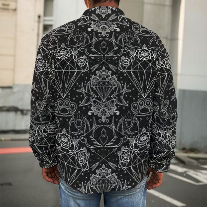 Black And White Tattoo Print Men's Shirt Jacket