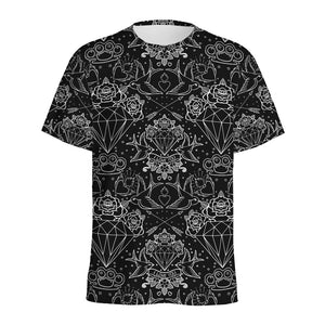 Black And White Tattoo Print Men's Sports T-Shirt