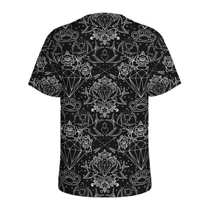 Black And White Tattoo Print Men's Sports T-Shirt